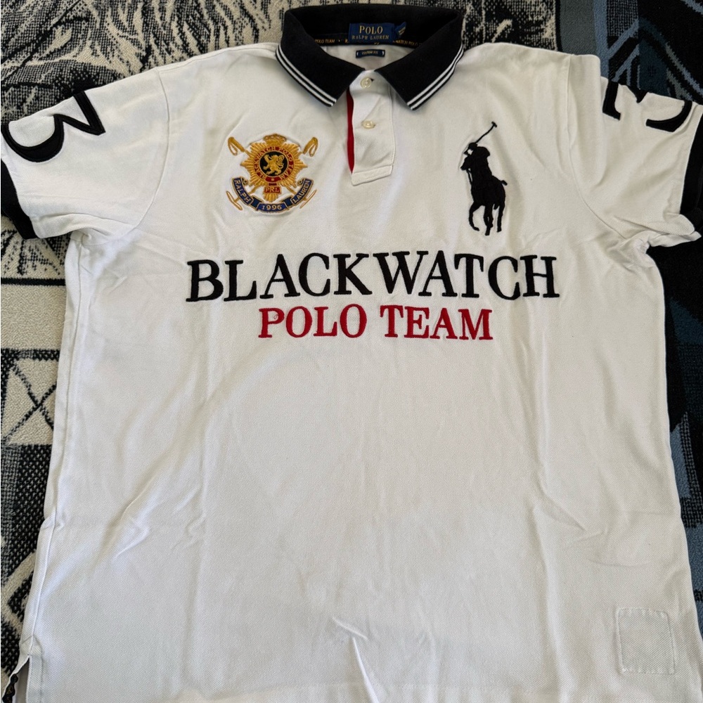 Polo by Ralph Lauren White Blackwatch Polo Team Embroidered Crest Polo
